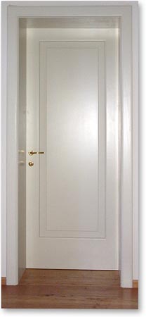 Porta con specchio bugnatto in abete laccato bianco